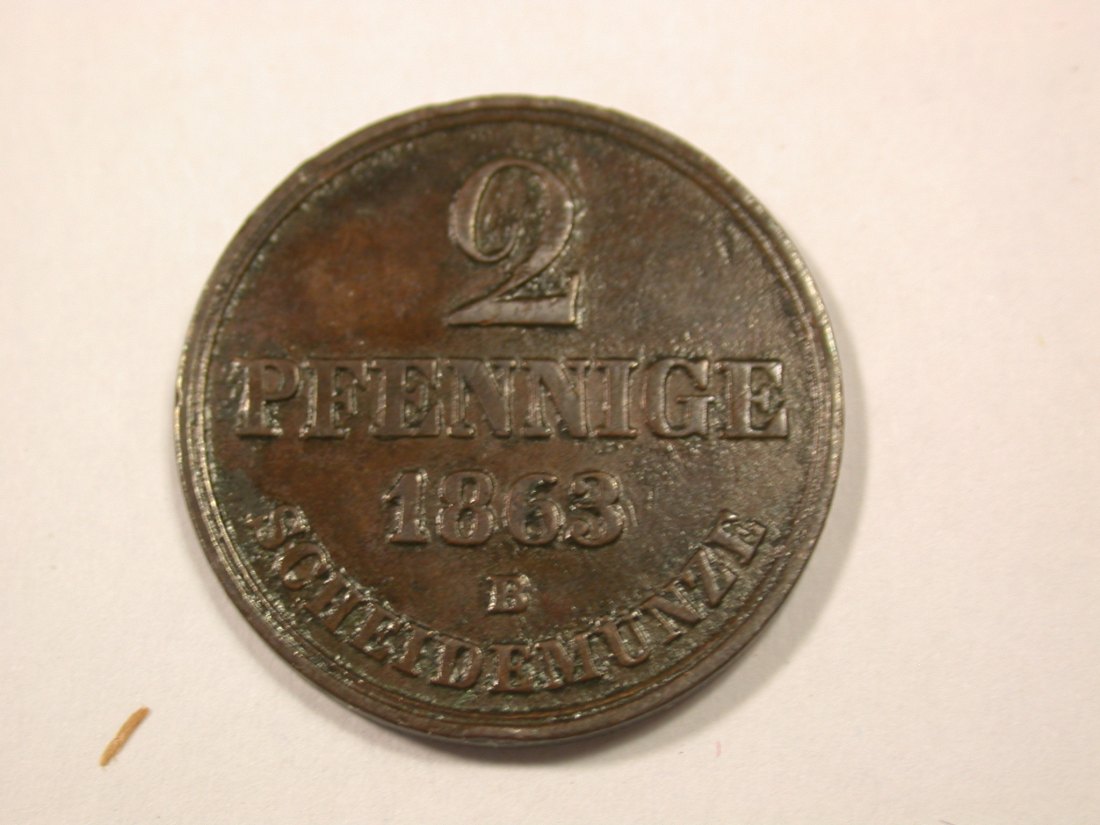  G12 Hannover  2 Pfennig 1863 B in f.ss  Originalbilder   