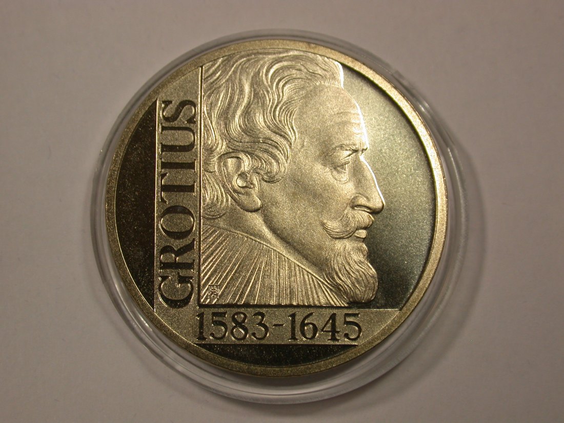 G12 Niederlande 2,5 ECU 1995 Grotius in ST/EA in Kapsel Originalbilder