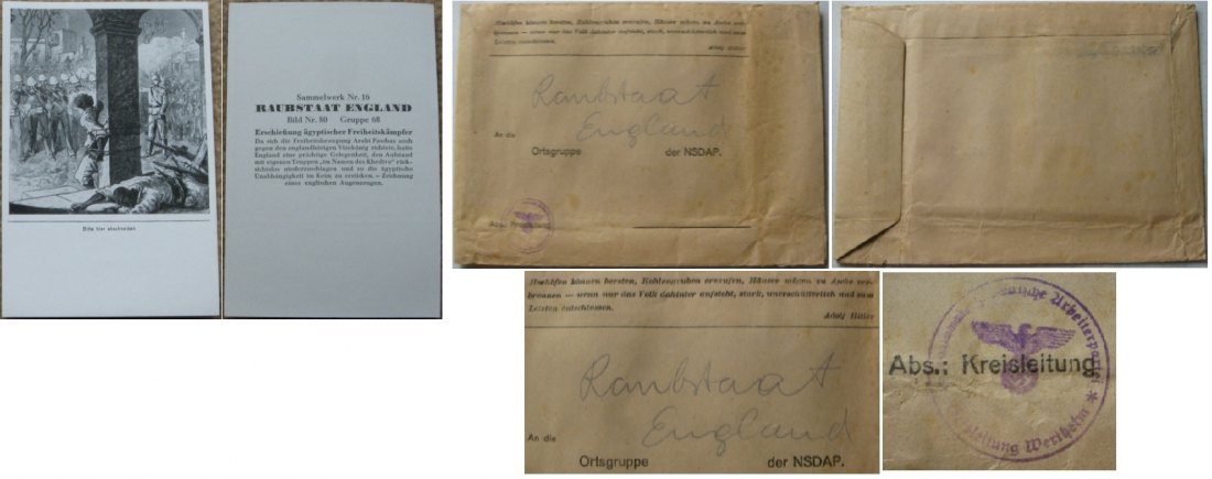  1941, Third Reich, complete series: 125 pcs collecting card: Robber State England+NSDAP envelope   