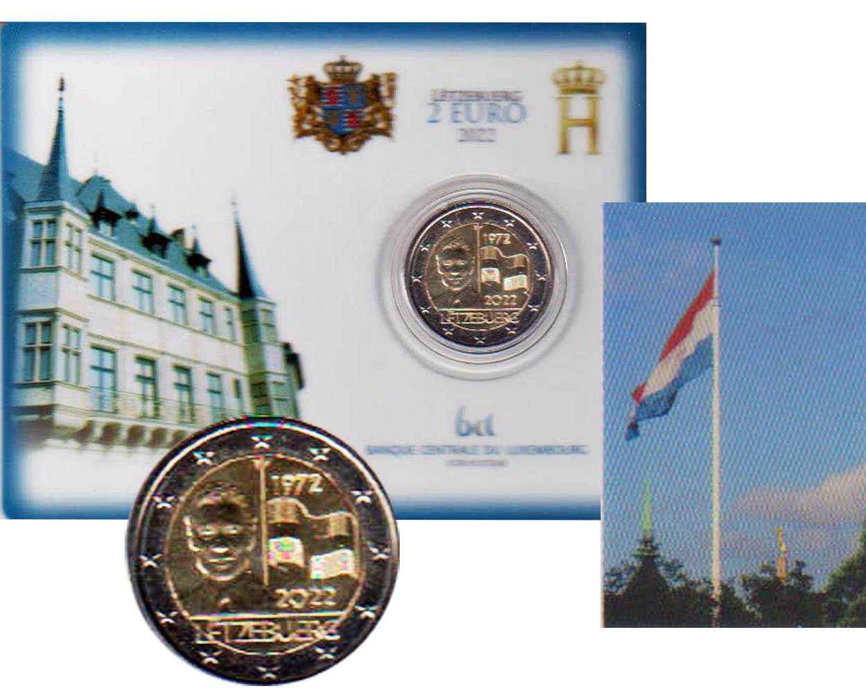  Offiz Coincard 2€ Sondermünze Luxemburg *50 J. Nationalflagge Luxemburg* 2022 nur 7.500St!   