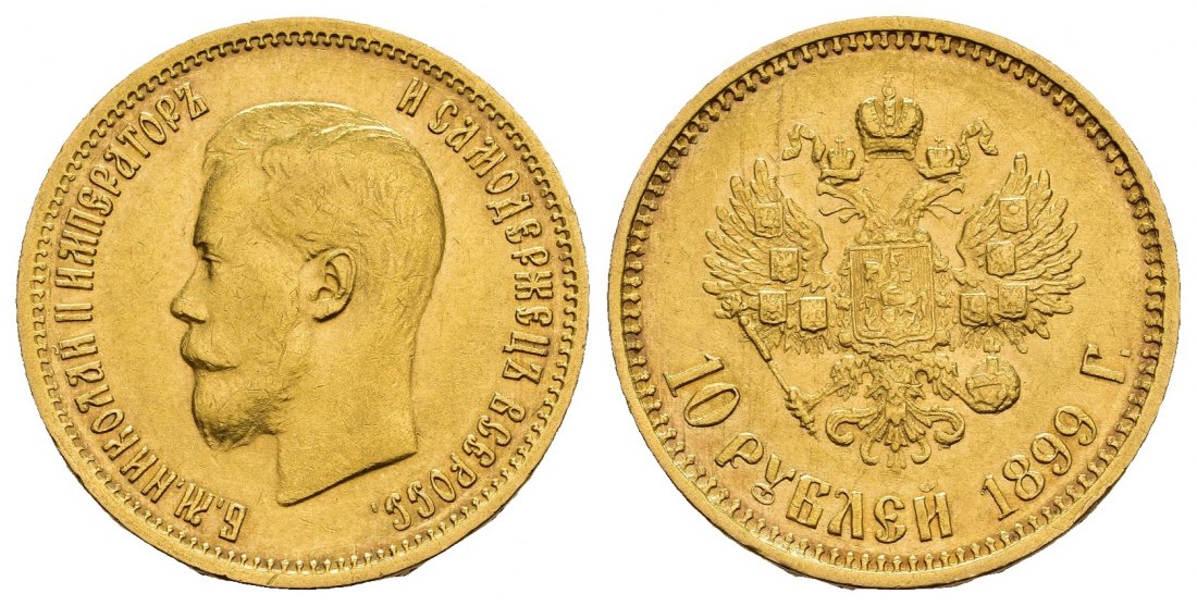 PEUS 8475 Russland 7,74 g Feingold. Zar Nikolaus II. (1894 - 1917) 10 Rubel GOLD 1899 ФЗ (FS) Sehr schön +
