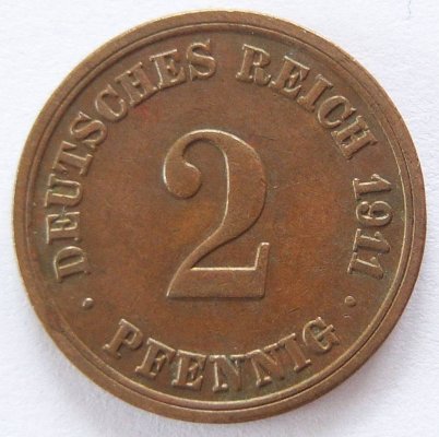  Deutsches Reich 2 Pfennig 1911 F Kupfer ss   