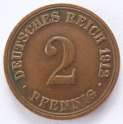  Deutsches Reich 2 Pfennig 1912 A Kupfer ss   