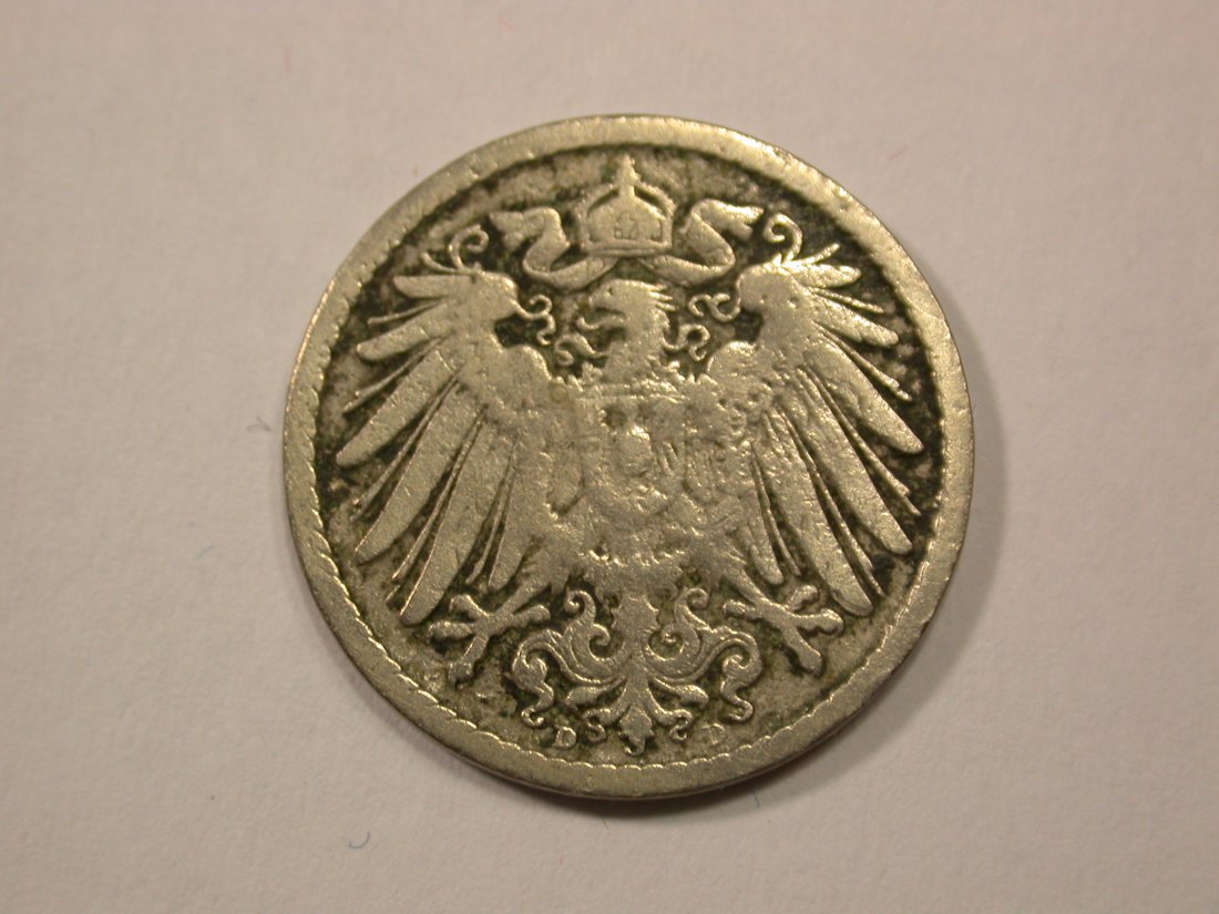  G13 KR  5 Pfennig 1892 D in s-ss  Originalbilder   