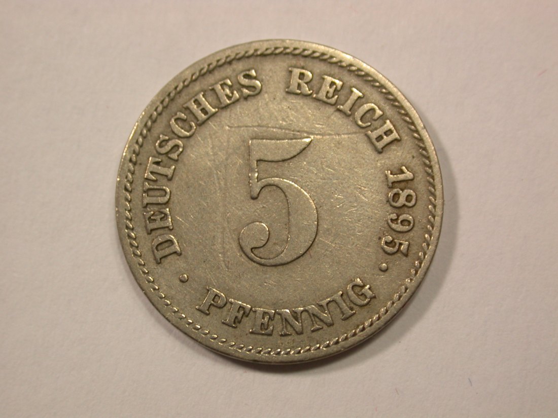 G13 KR 5 Pfennig 1895 E in s-ss Originalbilder