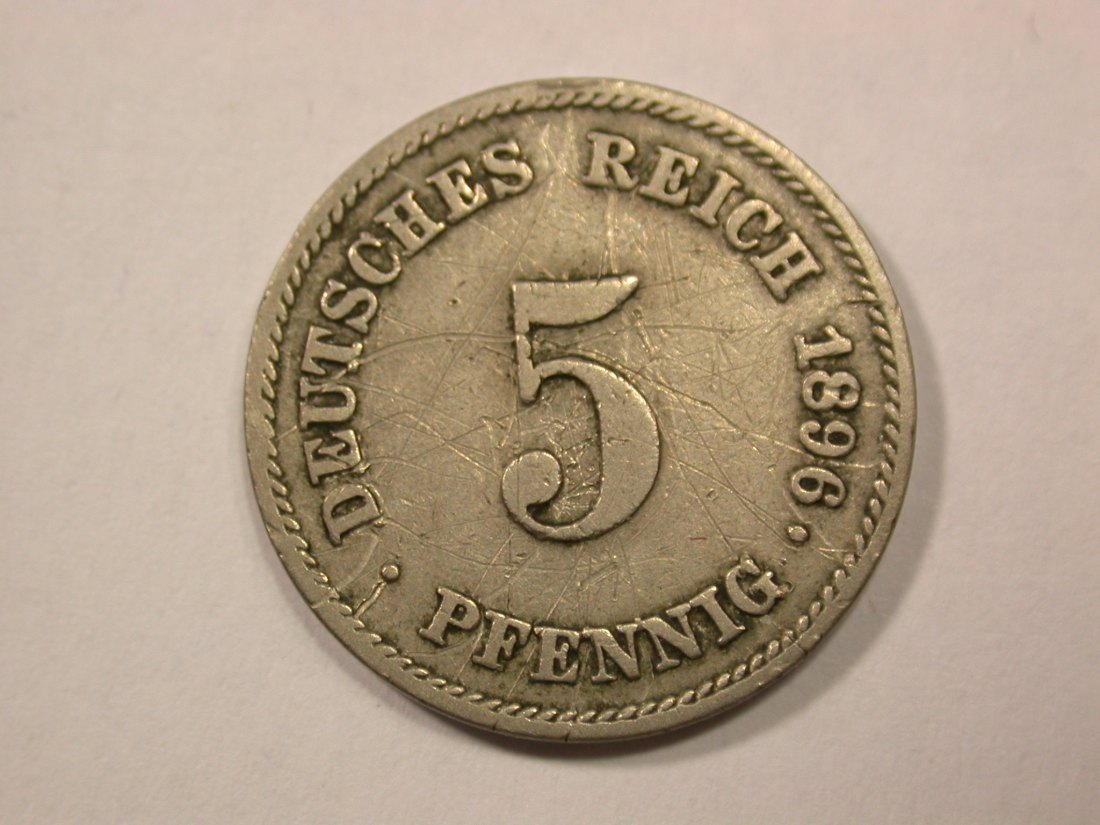  G13 KR  5 Pfennig 1896 E  Belegstück -R-   Originalbilder   