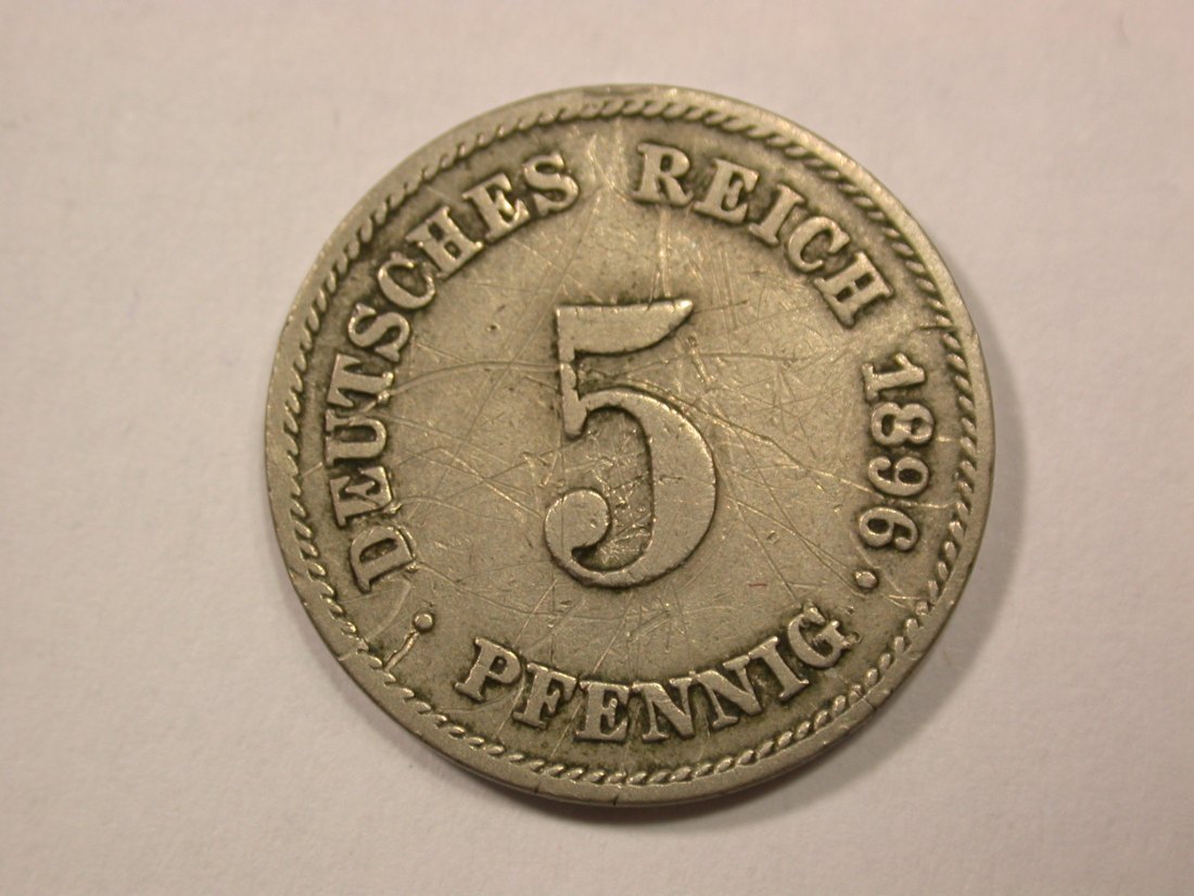 G13 KR 5 Pfennig 1896 E Belegstück -R- Originalbilder