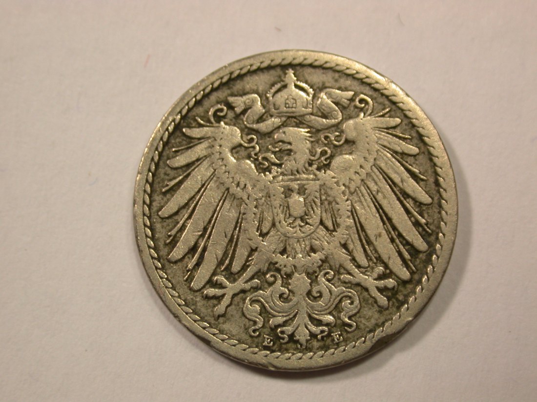  G13 KR  5 Pfennig 1896 E  Belegstück -R-   Originalbilder   