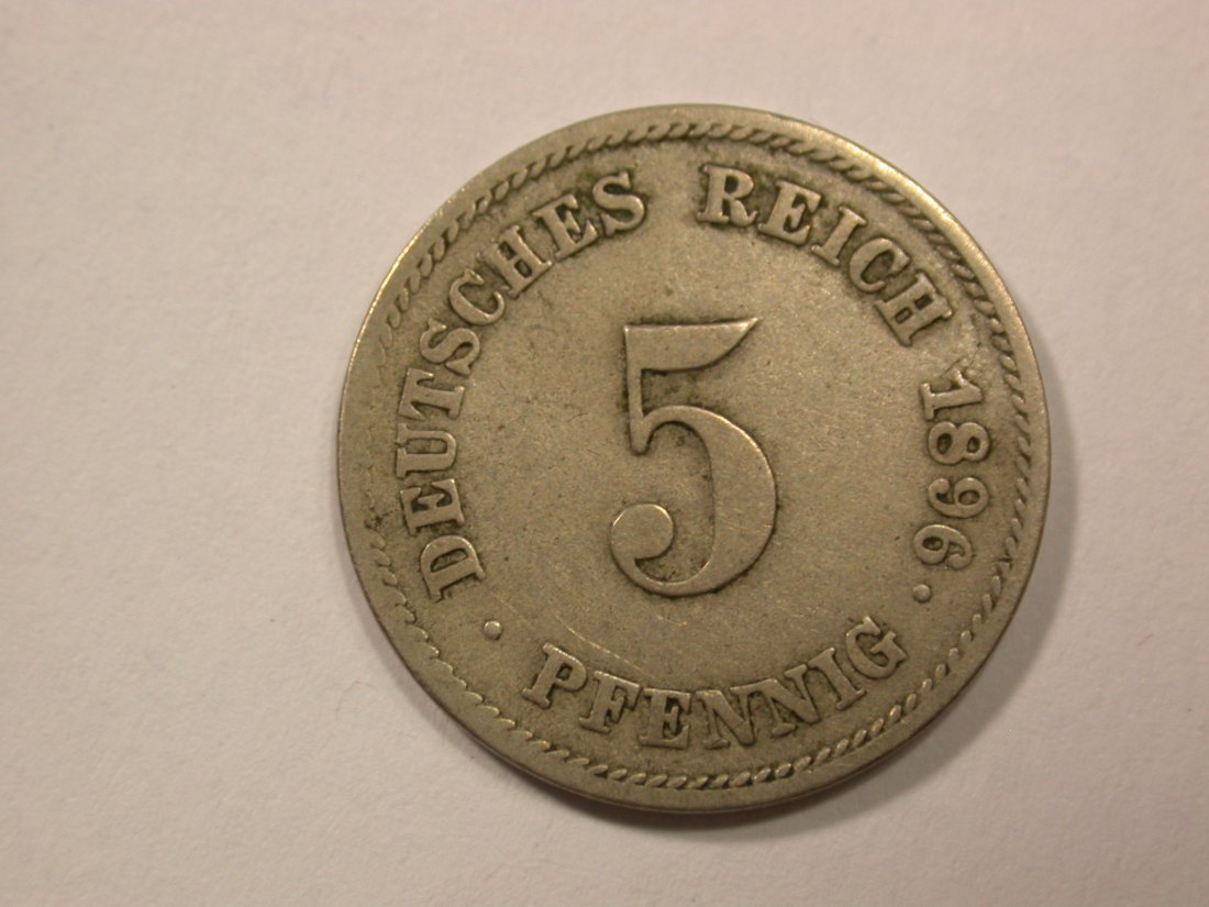 G13 KR 5 Pfennig 1896 J in ss Originalbilder