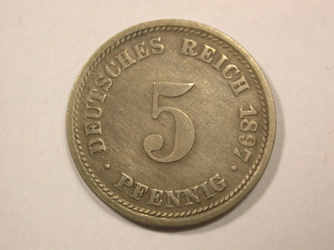 G13 KR 5 Pfennig 1897 D in ss Originalbilder
