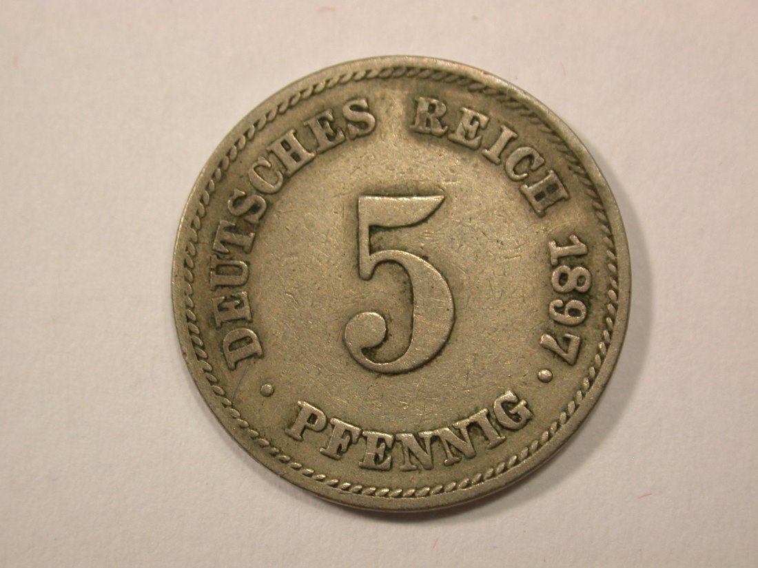  G13 KR  5 Pfennig 1897 E in f.ss  Originalbilder   