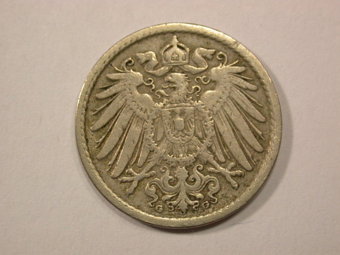  G13 KR  5 Pfennig 1897 G in s-ss  Originalbilder   