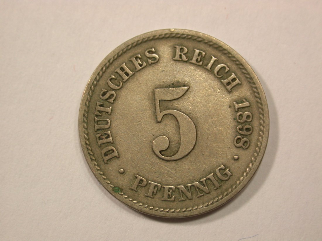 G13 KR 5 Pfennig 1898 F in ss Originalbilder