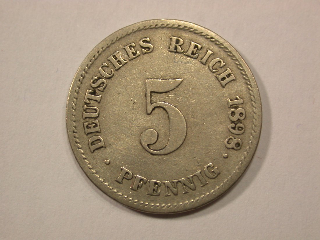 G13 KR 5 Pfennig 1898 G in ss Originalbilder