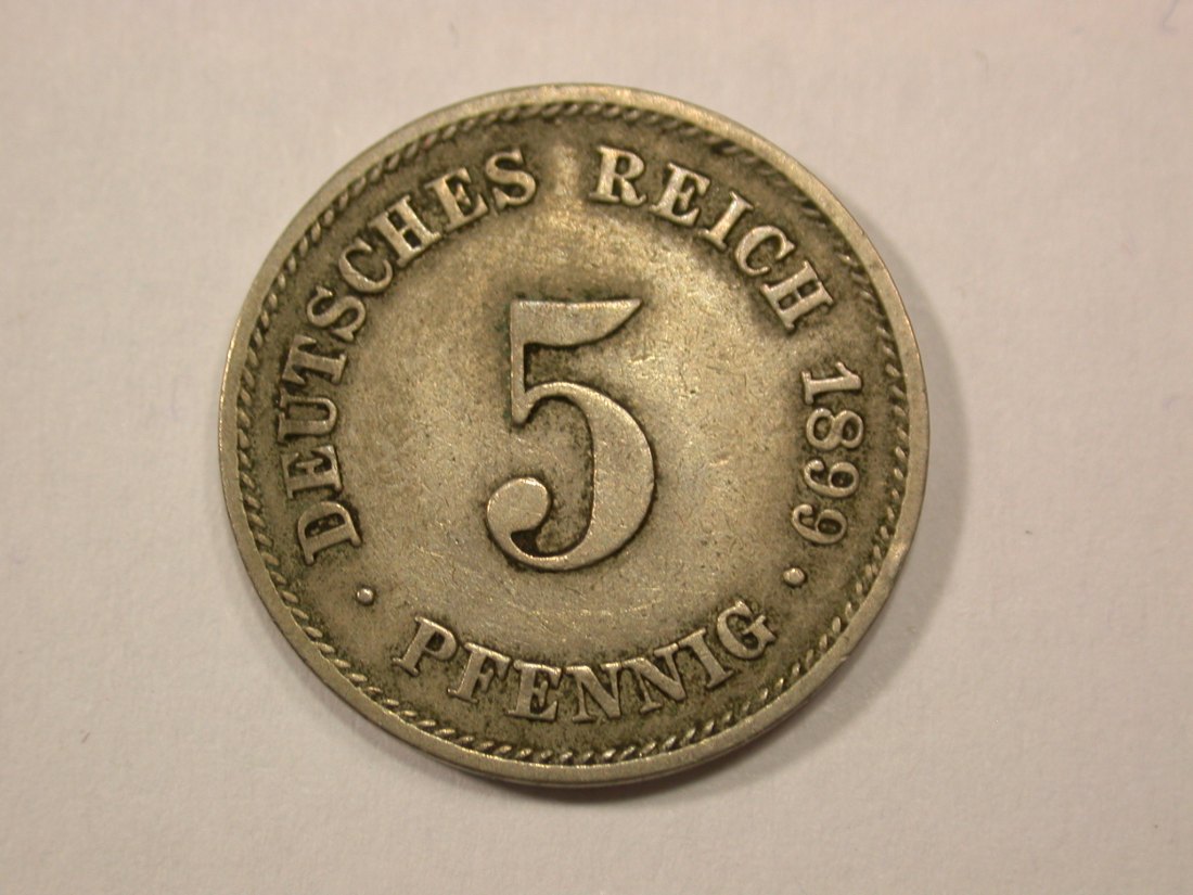G13 KR 5 Pfennig 1899 E in ss+ Originalbilder