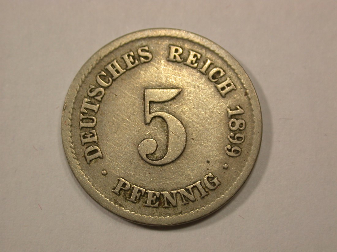 G13 KR 5 Pfennig 1899 F in ss+ Originalbilder