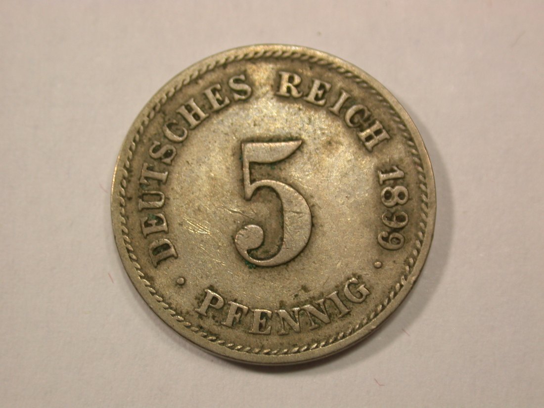 G13 KR 5 Pfennig 1899 G in ss Originalbilder