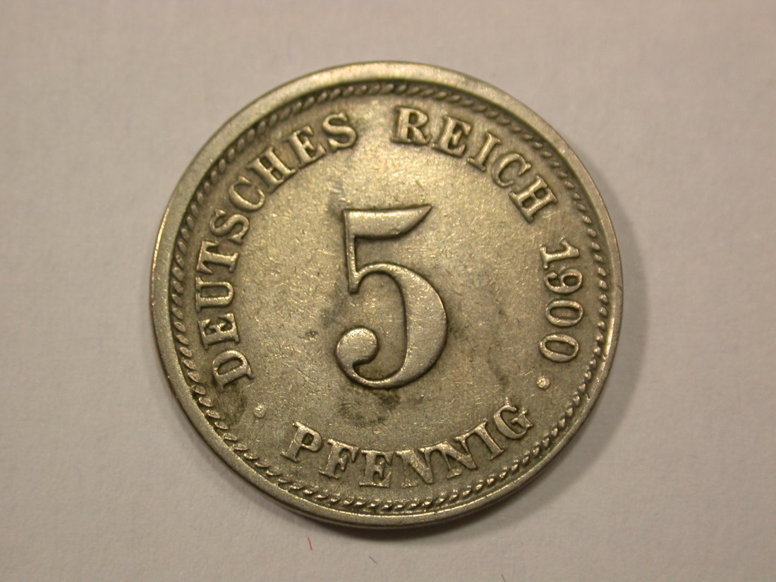  G13 KR  5 Pfennig 1900 D in ss+  Originalbilder   