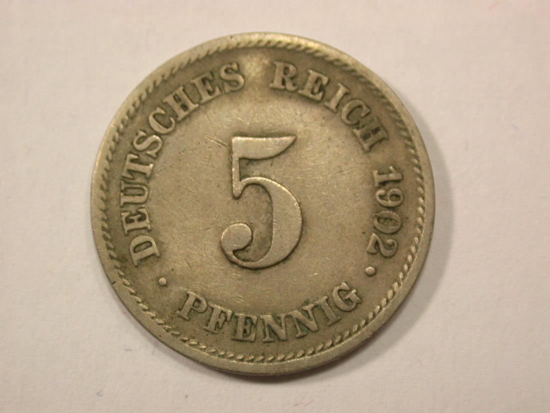 G13 KR 5 Pfennig 1902 E in ss Originalbilder