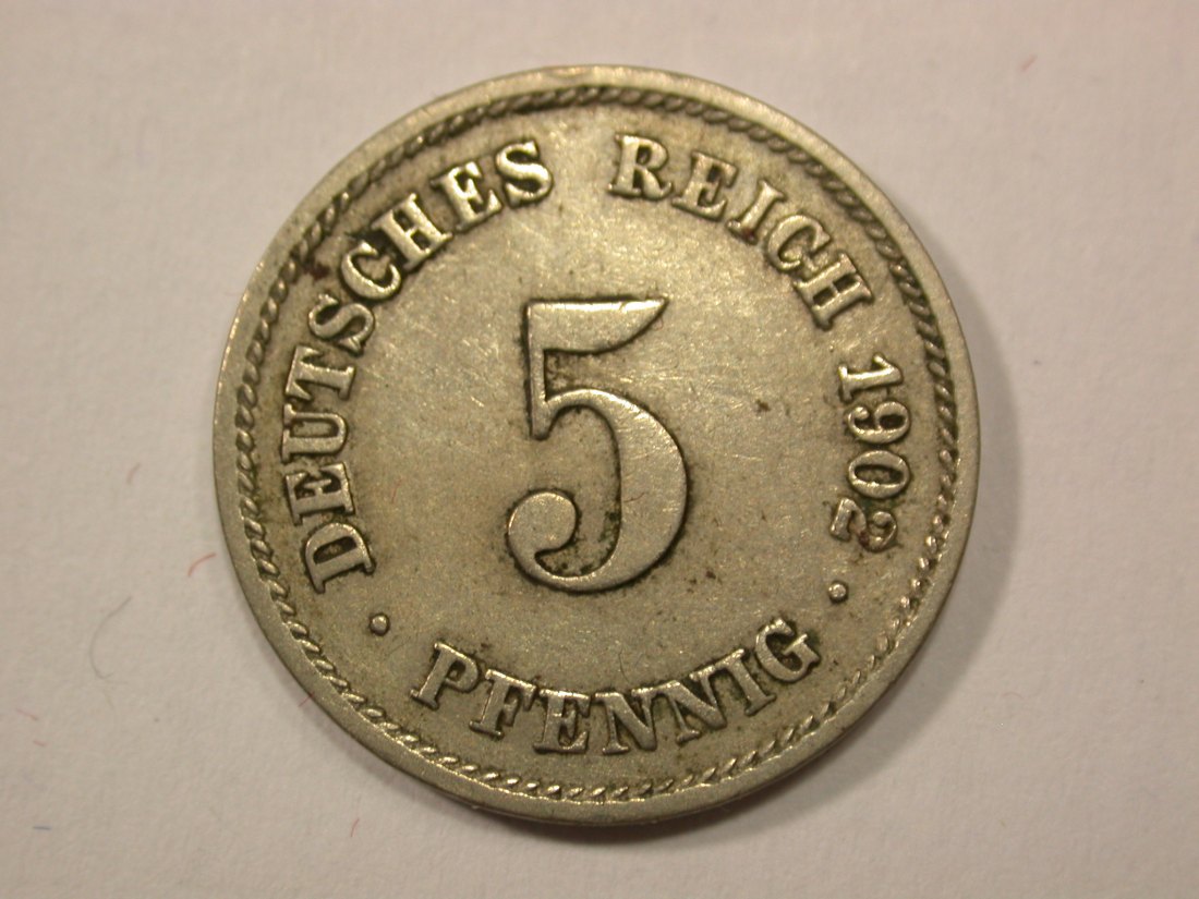 G13 KR 5 Pfennig 1902 F in ss+ Originalbilder