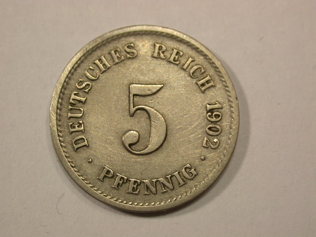  G13 KR  5 Pfennig 1902 G in ss/ss-vz  Originalbilder   