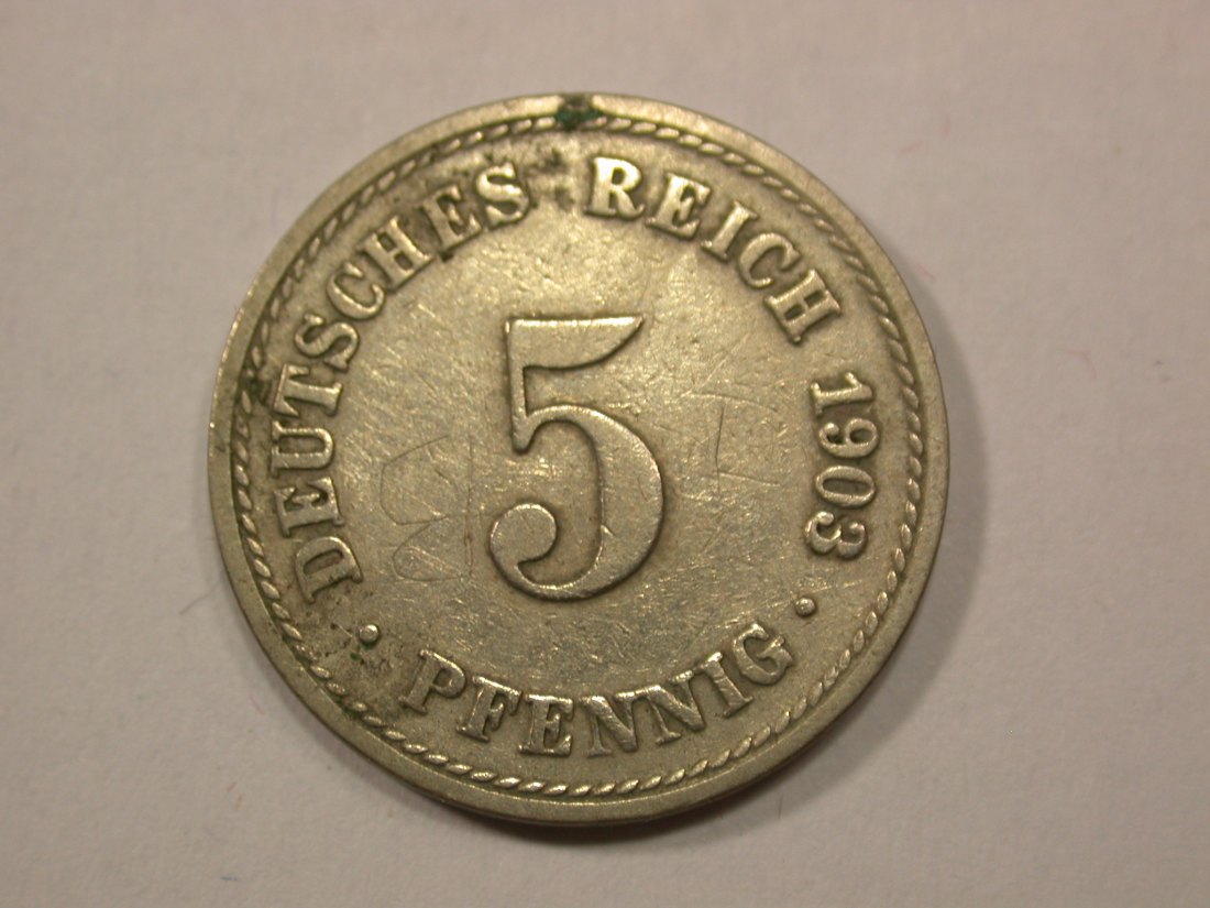  G13 KR  5 Pfennig 1903 A in ss   Originalbilder   