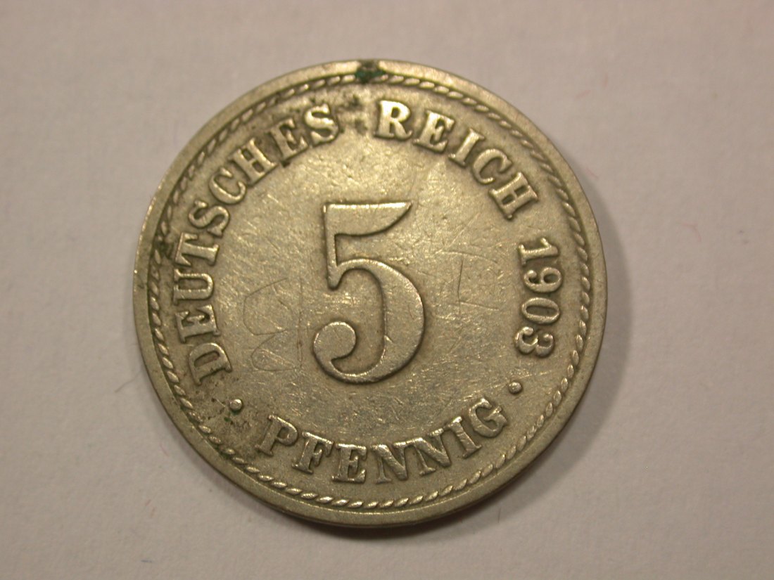 G13 KR 5 Pfennig 1903 A in ss Originalbilder