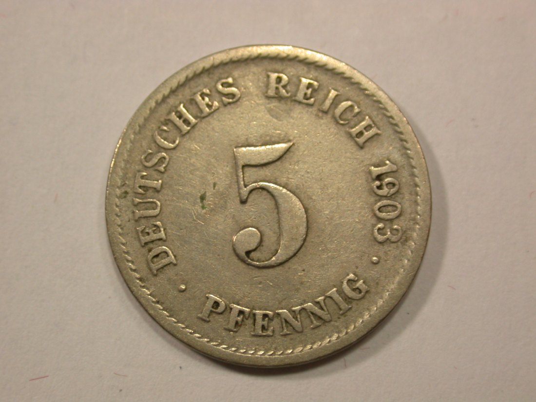  G13 KR  5 Pfennig 1903 G in f.ss  Originalbilder   
