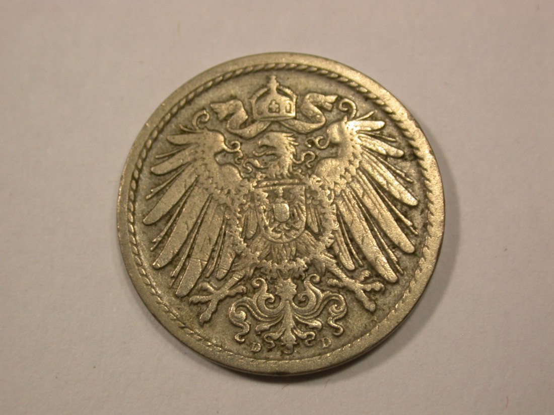  G13 KR  5 Pfennig 1905 D in ss Originalbilder   