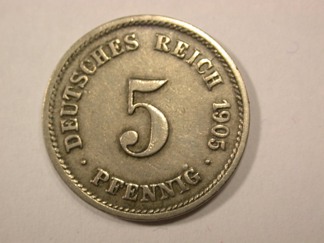 G13 KR 5 Pfennig 1905 G in ss+ Originalbilder