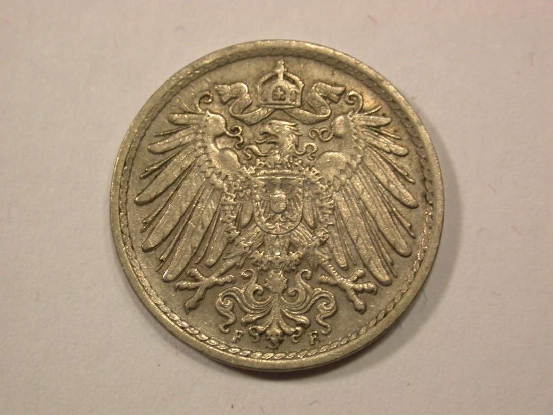  G13 KR  5 Pfennig 1907 F in ssw+  Originalbilder   