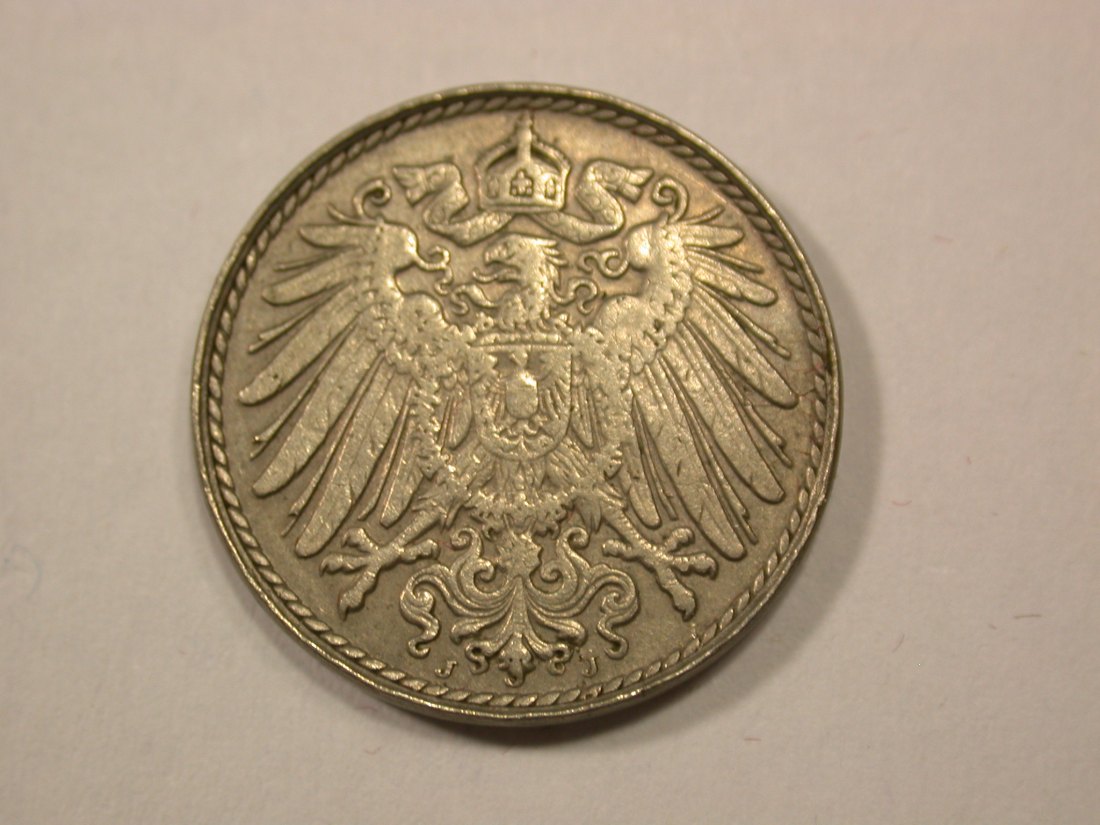  G13 KR  5 Pfennig 1907 J in f.ss  Originalbilder   