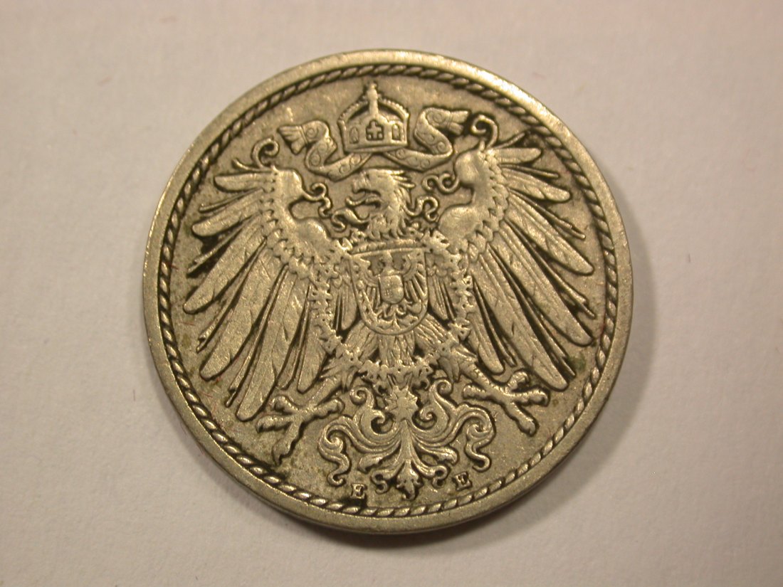  G13 KR  5 Pfennig 1909 E in ss+  Originalbilder   