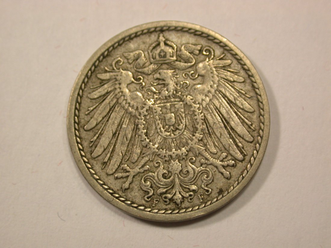  G13 KR  5 Pfennig 1909 F in ss+  Originalbilder   