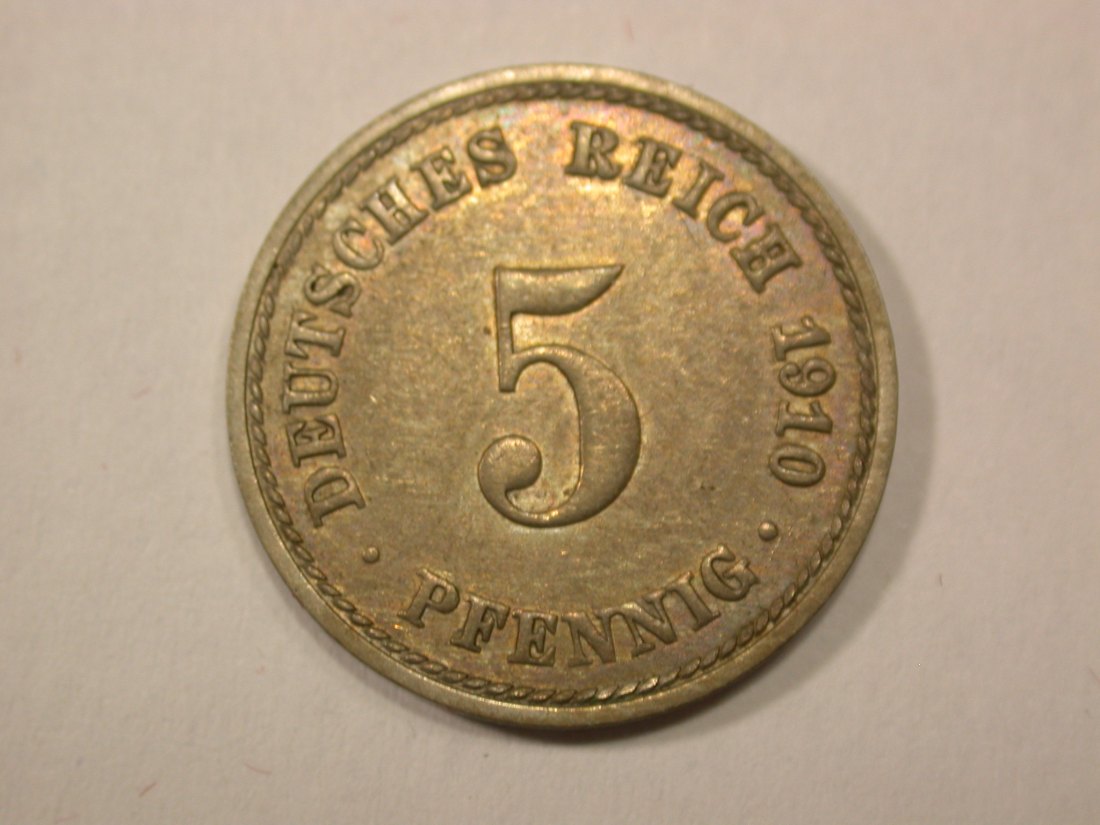  G13 KR  5 Pfennig 1910 A in vz  Originalbilder   