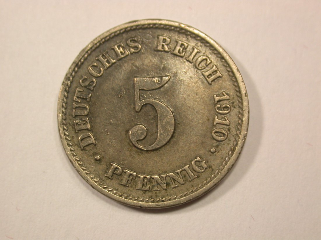  G13 KR  5 Pfennig 1910 E in ss+  Originalbilder   