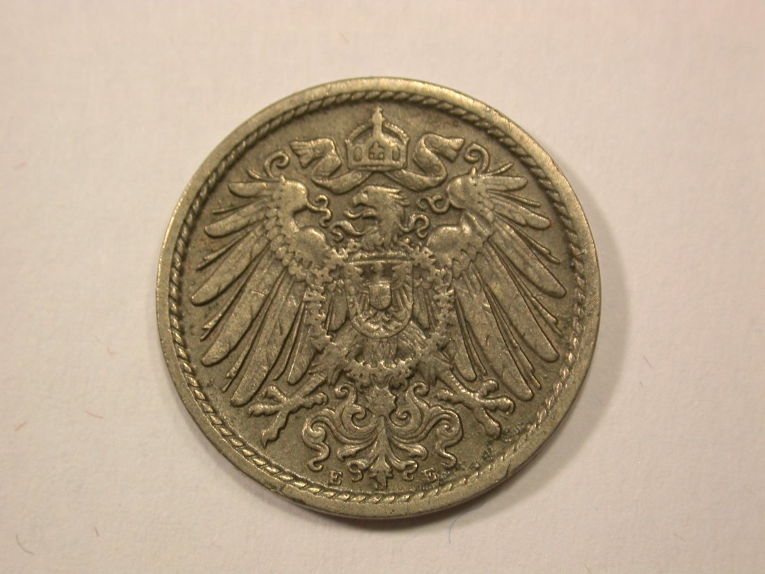  G13 KR  5 Pfennig 1910 E in ss+  Originalbilder   