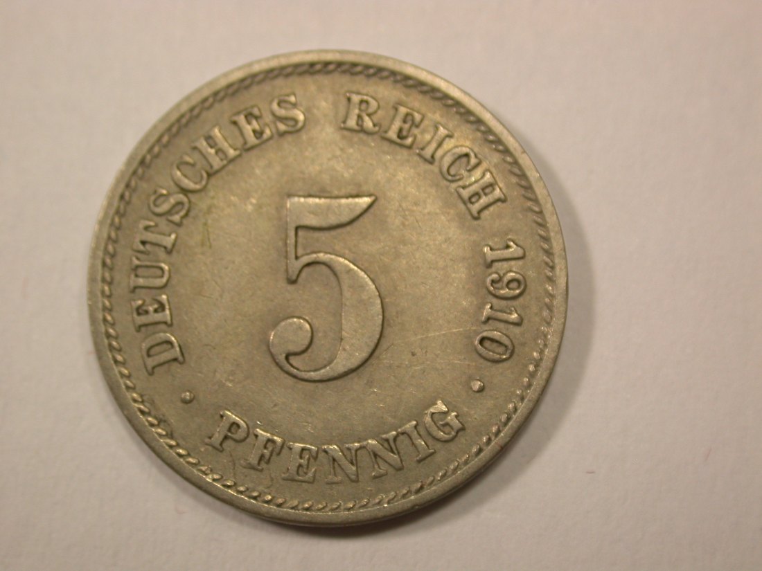  G13 KR  5 Pfennig 1910 G in ss+  Originalbilder   