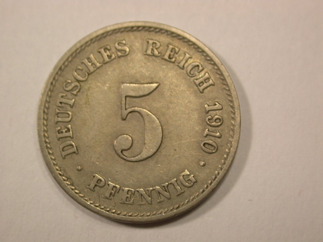 G13 KR 5 Pfennig 1910 G in ss+ Originalbilder