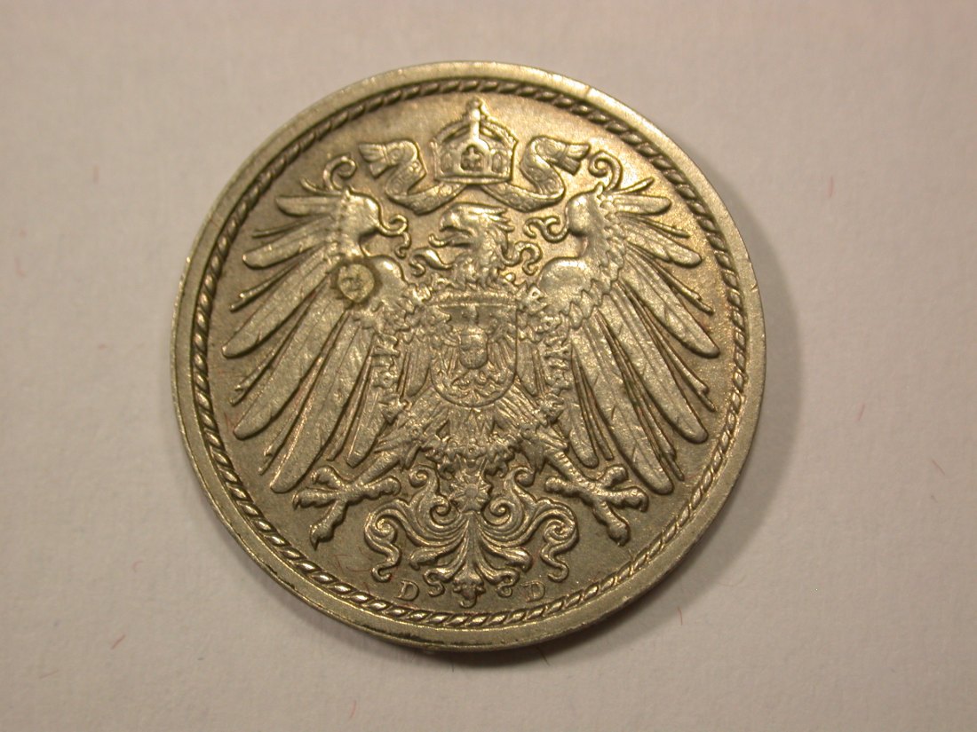  G13 KR  5 Pfennig 1911 D in ss+/f.vz  Originalbilder   