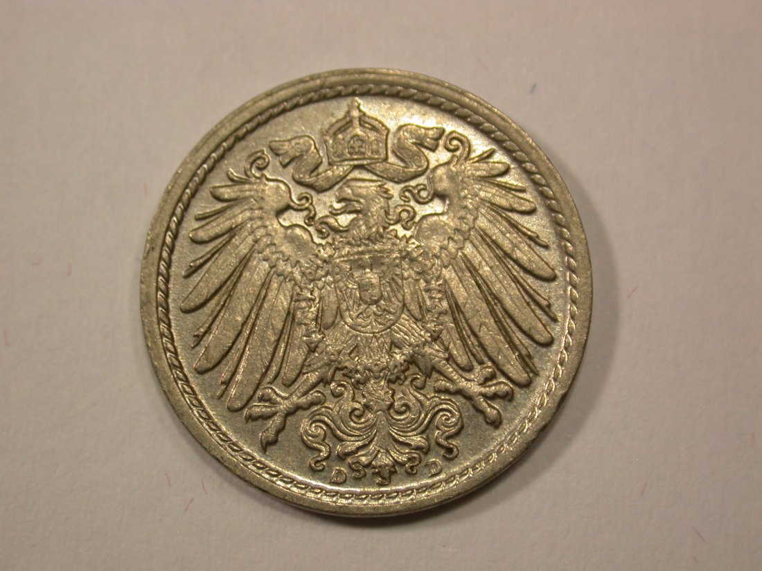 G13 KR  5 Pfennig 1913 D in vz/vz-st  Erhaltung  Originalbilder   