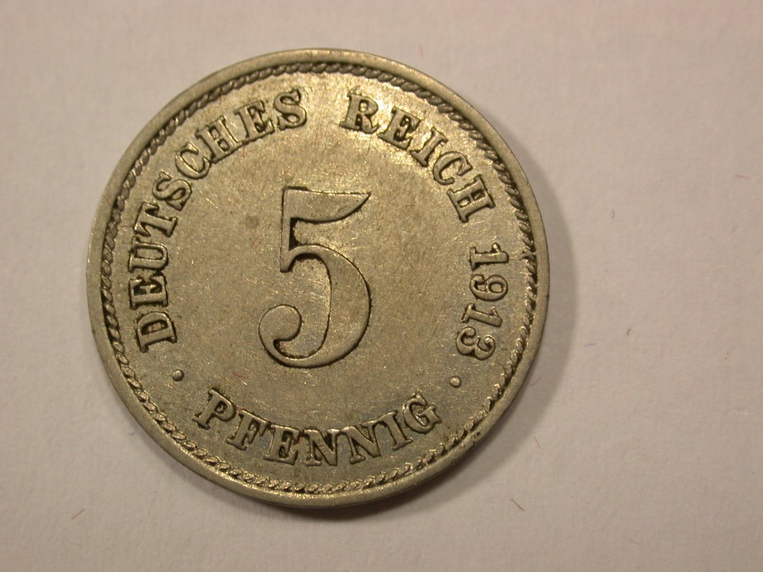 G13 KR 5 Pfennig 1913 G in ss+/f.vz Originalbilder