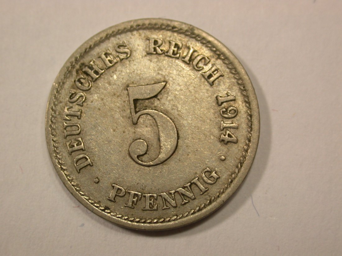 G13 KR 5 Pfennig 1914 G in ss-vz/f.vz Originalbilder