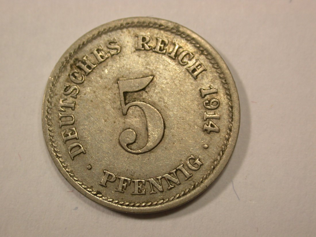  G13 KR  5 Pfennig 1914 G in ss-vz/f.vz   Originalbilder   