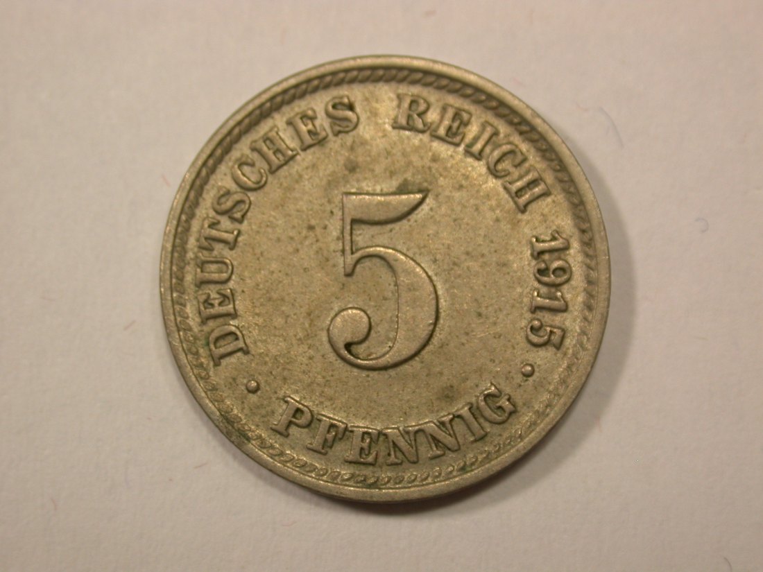  G13 KR  5 Pfennig 1915 D in ss-vz   Originalbilder   