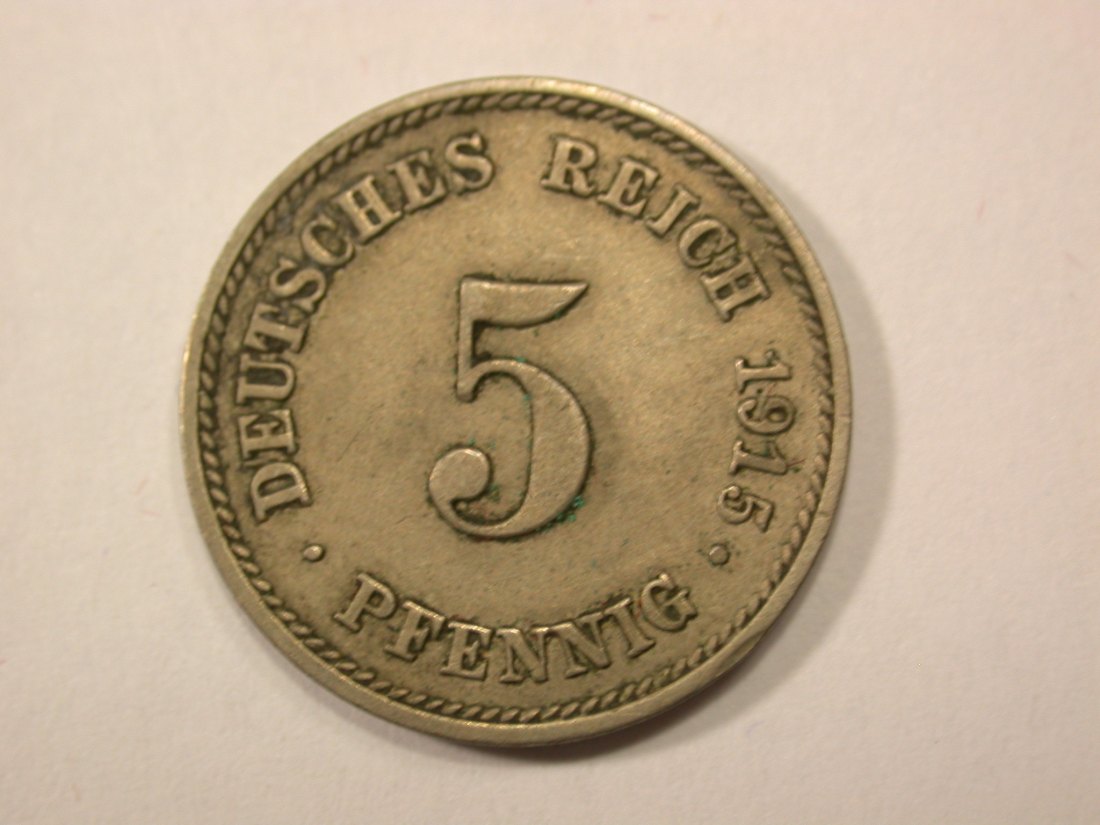 G13 KR 5 Pfennig 1915 E in ss+ Originalbilder