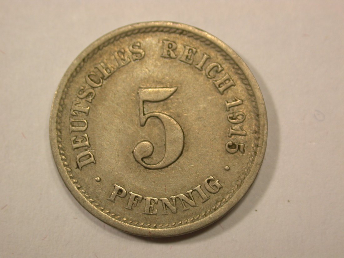  G13 KR  5 Pfennig 1915 F in ss+  Originalbilder   