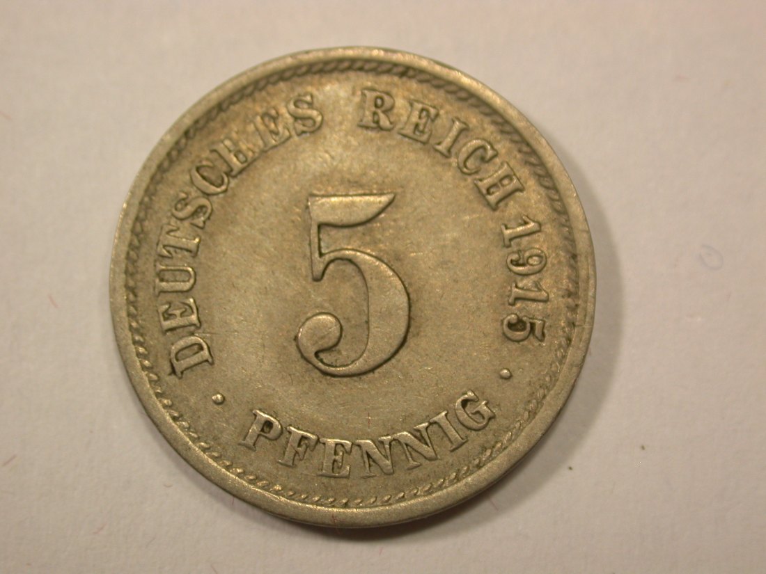 G13 KR 5 Pfennig 1915 F in ss+ Originalbilder