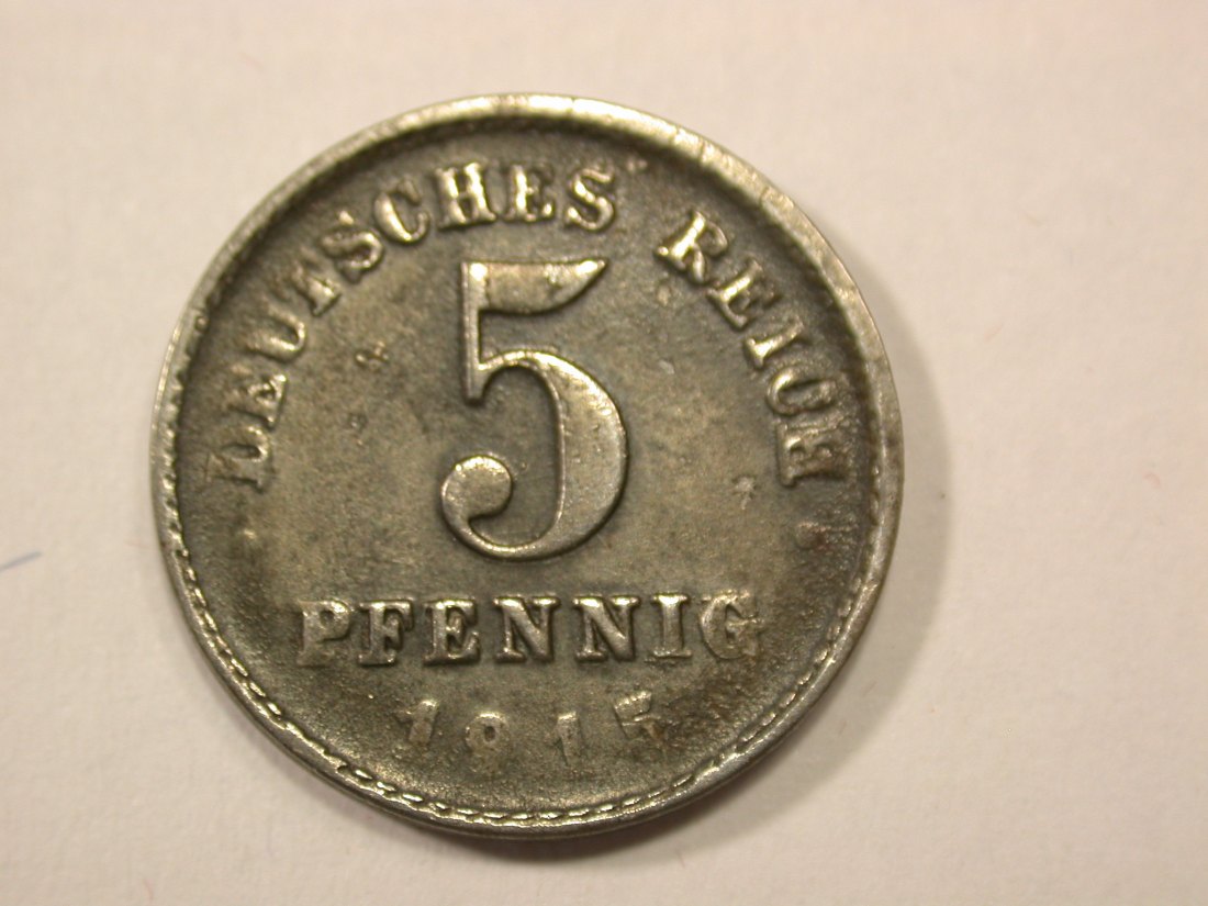 G13 KR 5 Pfennig -Eisen- 1915 D in ss Originalbilder