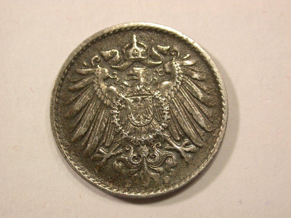  G13 KR  5 Pfennig -Eisen-  1915 D in ss  Originalbilder   